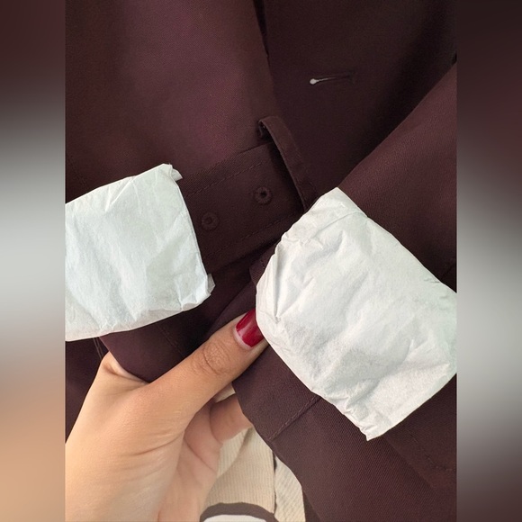 ZARA ZW Collection Water-Repellent burgundy Trench Coat – Size Medium - Picture 7 of 14